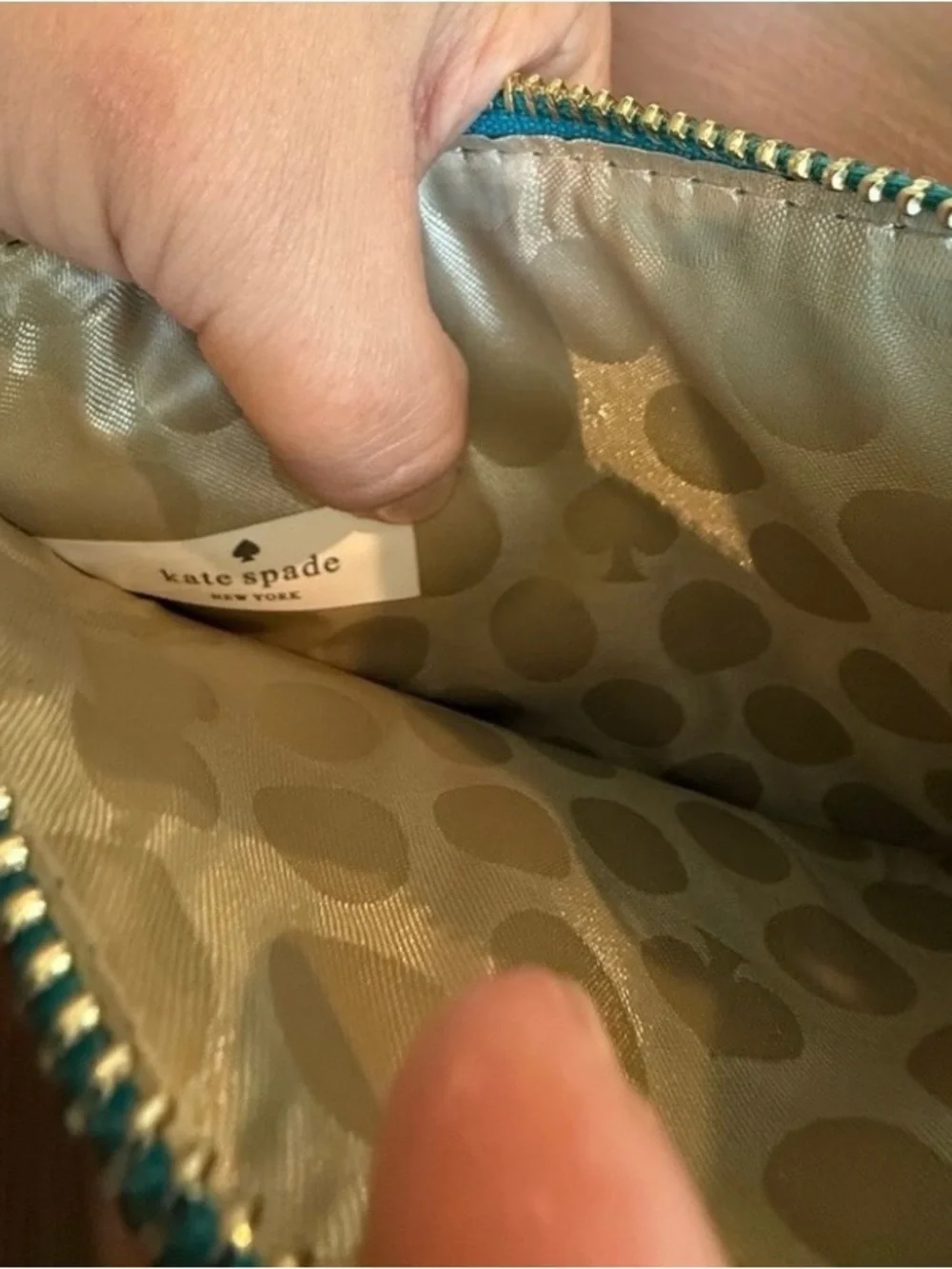kate spade teal saffiano zip card holder wallet